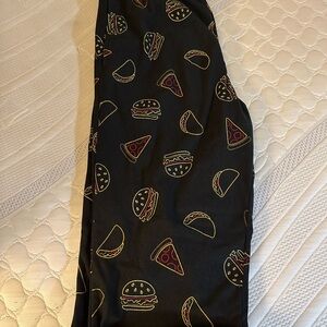 Black Leggings with Playful Food Print